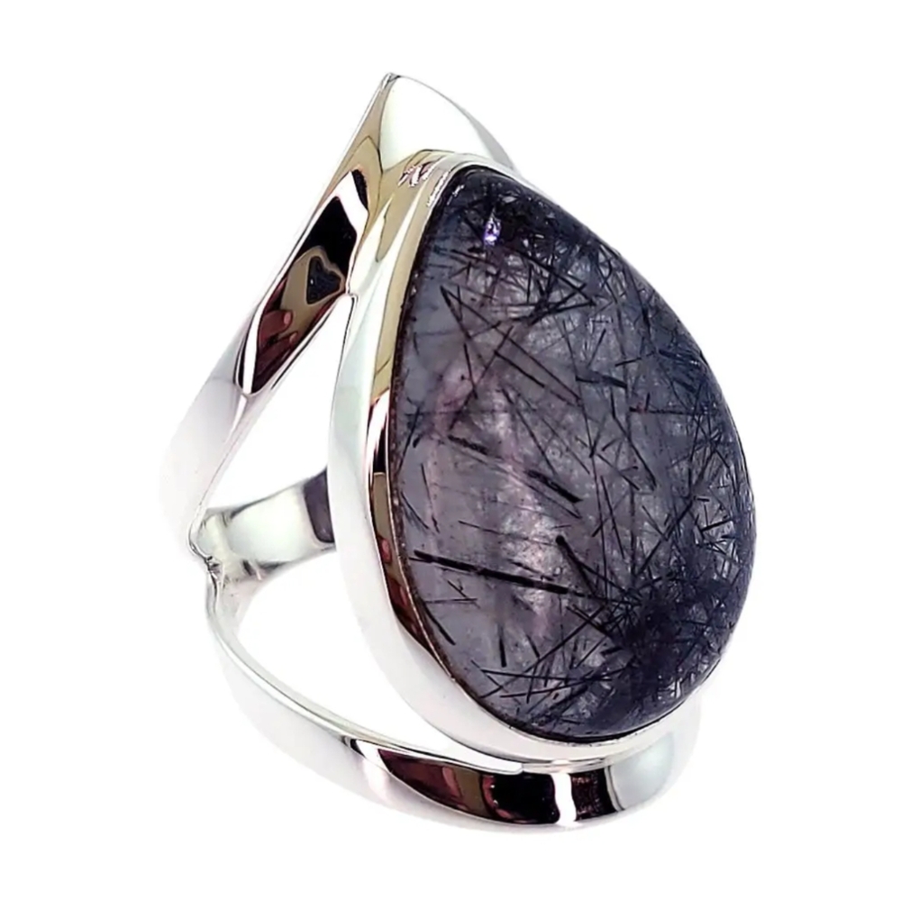 NWT Silver Rutilated Quartz Ring Size 9 - Picture 2 of 3